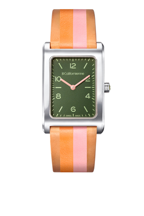 Marigold Rectangular Striped Watch